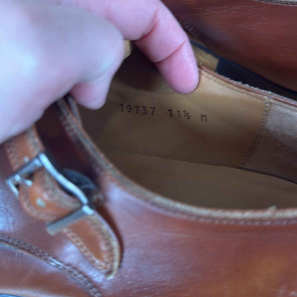 Mangnanni Double Monk Men's Brown Leather Dress Shoes 11.5 - Picture 10 of 11